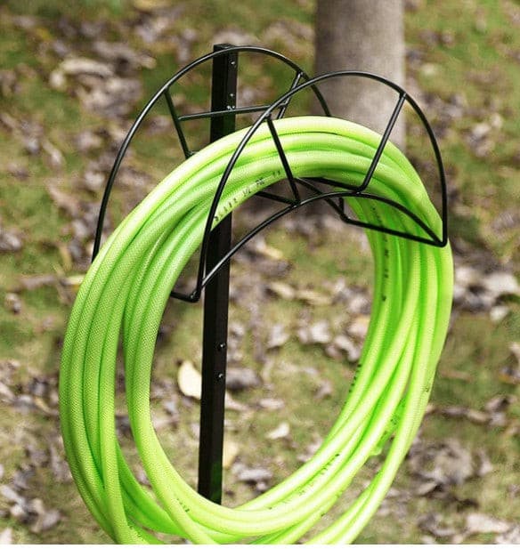 Black Steel Heavy Duty Yard Water Hose Holder.